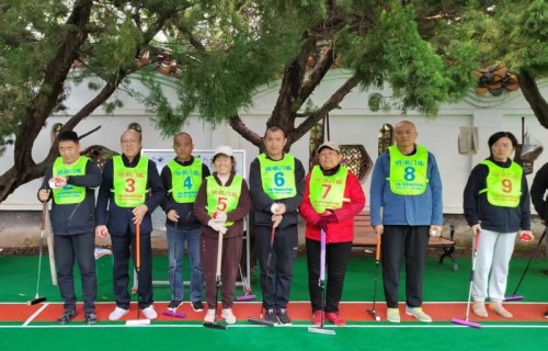 阜阳市颍泉区老干部中心举办重阳节聚老友门球友谊赛